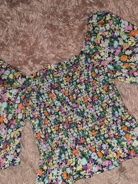 GAP Floral Off-Shoulder Smocked Top - Multi Floral